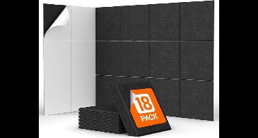 Akoestische panelen -18-pack- zelfklevend, 30 * 30 * 1 cm vierkante geluidsisolerende panelen voor wanden, geluidsreducerende isolatiebehandeling wandpaneel geluidsabsorberende vulling, zwart