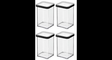 Set van 4 voorraadbussen voor droge voedingsmiddelen zoals pasta, rijst en bloem – Rotho LOFT 1 L