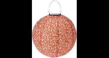 Buitenlamp - Buitenverlichting - Lampion - Solar Tuinverlichting - Folia Rond - 30 cm - oranje/rood - lampionnen voor buiten