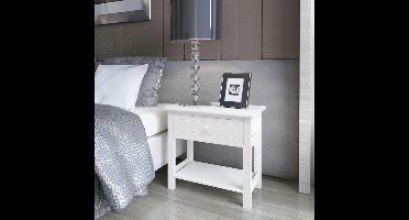 vidaXL - Nachtkastje - hout - wit