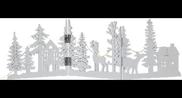Star Trading Verlichte kerstdecoratie 'Fauna' van hout, opvouwbaar kerstsilhouet, op batterijen, wit, B 40 cm