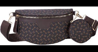 Eko, Fanny-pack met rond tasje, model Mélisse, Donkerbruin