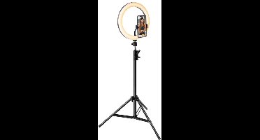 Bigben Connected, Lichtring kit XL wit 26cm met statief 1,6m, Zwart