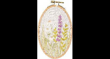 Borduurpakket volwassenen - borduurpakket met borduurring - borduurpakket bloemenveld