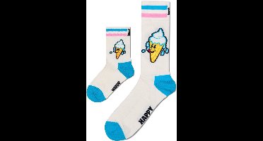 Matching sokken Ice Cream | Maat: Ouder 41 - 46, Kind 2-3 jaar | wit, blauw, roze