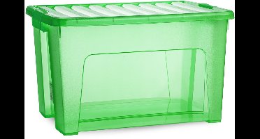 Plasticforte Opslagbox - met deksel - transparant groen - 47 liter - 54 x 38 x 32 cm - kunststof - opbergdoos - opbergen