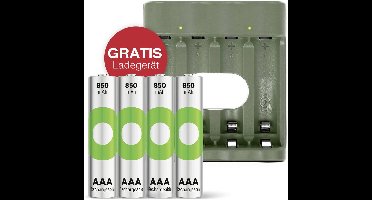 GP Aktion Gratis Ladegerät USB-Modell Ladegerät GP B441 inkl. 4x AAA-Akku Oplaadbare AAA batterij (potlood) NiMH 850