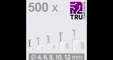 TRU COMPONENTS T24CA128 Spijkerclip TC-13448464 Bundel-Ø (bereik) 2 tot 12 mm Wit 500 stuk(s)
