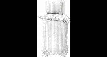 Katoen dekbedovertrek Hotelstreep - Wit - 140x200 + 70x80 cm