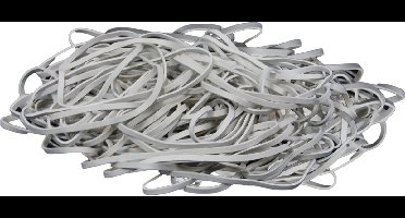 1 kg - Elastiek - wit - diameter 100mm - breedte 5mm - in zak - ca 340 stuks