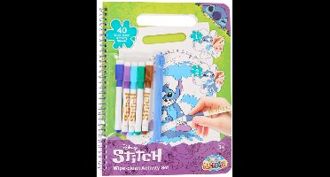 Disney Stitch - Wipe clean activity set - color & create - 40 blz uitwisbare spelletjes en kleur pagina's - 5 stiften met wisser - afwasbaar uitwisbaar - herbruikbaar spellenboek