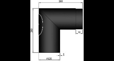 Kachelpijp Ø120 Bocht 90° met deur -zwart - staal 2mm