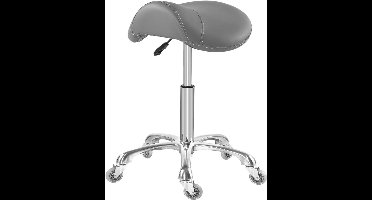 Zadelkruk op Wielen - Kapperskruk Ergonomisch - Tabouret - Grijs