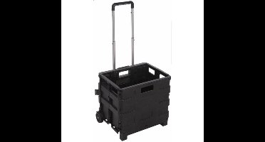 Trolley met vouwkrat / Boodschappenkrat | Inklapbaar | 30L