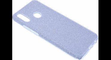 Ntech Hoesje Geschikt voor Huawei P Smart 2019 Zilver Glitter TPU Back Cover Hoesje
