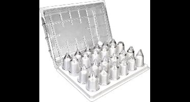 Garneer spuitmondjes van kunststof set 24 stuks in handige opbergdoos