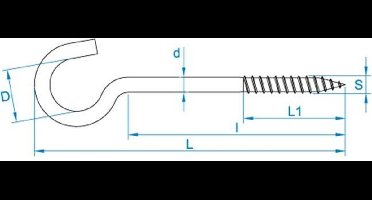 Zware Schroefhaak verzinkt HD diamter 4.75 x 32/60mm