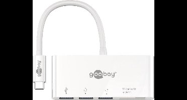 Goobay USB-C hub met 3 poorten en kaartlezer - busgevoed - USB3.0 / wit - 0,15 meter