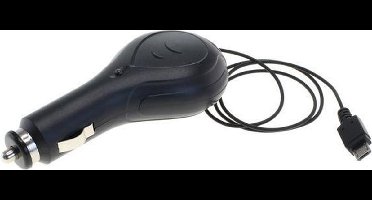 USB Micro B autolader met uittrekbare kabel - 1,2A / zwart - 0,80 meter