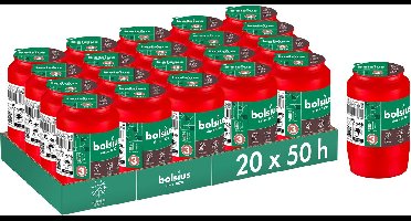 Bolsius - Herdenkingslicht - Rood - 20 stuks - 50 Branduren