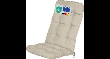 Beautissu Flair HL - Set van 8 Tuinkussen Hoge Rug - 120x50x8cm - Natuur - Tuinkussen in Matraskussen Kwaliteit