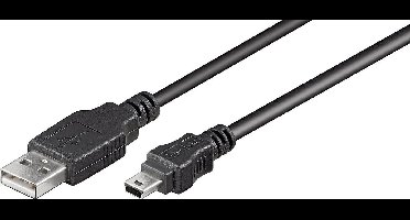 USB Mini B naar USB-A kabel - USB2.0 - tot 2A / zwart - 0,30 meter