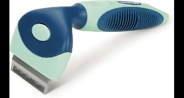 Beeztees - hondenborstel - Trimhark - klein blauw en mint - ontharingsborstel