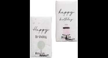Boltze set van 2 servetten met tekst happy birthday
