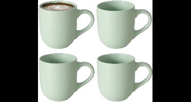 Boltze Koffiemokken Paris - 4x stuks - Keramiek - mintgroen - 300 ml - 8 x 10 cm
