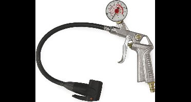 Cyclus Luchtdrukpistool - 1/4" aansluiting - Auto/Schrader/Dunlop - Staal - Zilver/Zwart