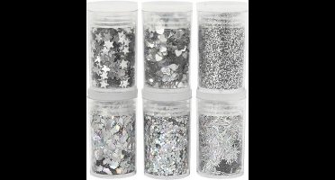 CC Glitter en Pailletten Set Zilver 6x5 gr