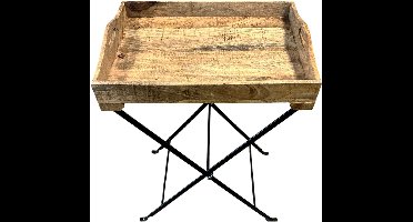 by Mooss - Butlertray - Bruin - Bijzettafel - Hout - Dienblad - 55 x 40 x 80 cm - Inklapbaar