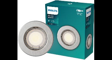 Philips Peridot inbouwspot - GU10 fitting - Nikkel - Rond - Vaste kop