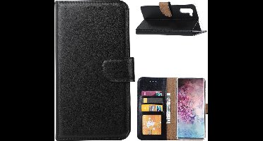 Ntech Hoesje Geschikt Voor Samsung Galaxy Note 10 Portemonnee / Booktype hoesje - Zwart
