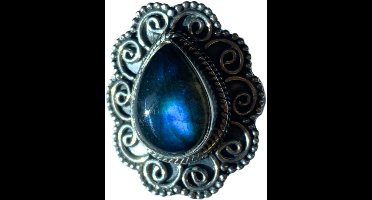 Labradoriet ring boho zilver nr.15 - maat 18