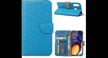 Ntech Hoesje Geschikt Voor Samsung Galaxy A60 Portemonnee Hoesje / Book Case - Turquoise