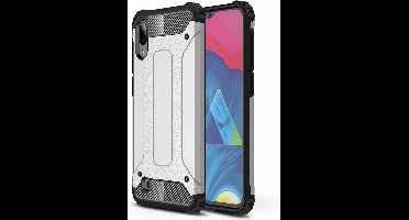 Ntech Hoesje Geschikt Voor Samsung Galaxy M10 Hybrid Armor Hoesje - Zilver