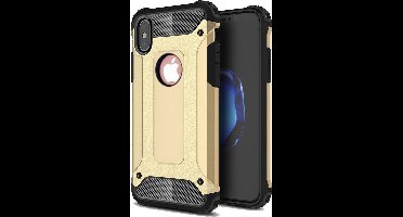 Ntech hoesje Geschikt voor iPhone Xr Dual layer Rugged Armor hoesje - Goud
