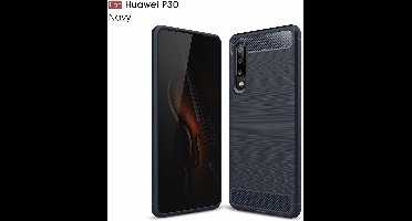 Ntech Soft Brushed TPU Hoesje Geschikt voor Huawei P30 - Donker Blauw