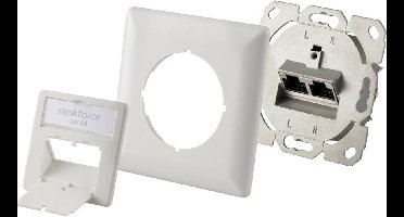 Renkforce Netwerkdoos Inbouw (in muur) Inzet met centraalstuk en frame CAT 6A 2 poorten Wit