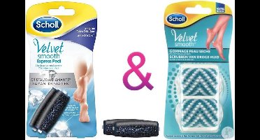 Skin Scrub navulling rollers + Scholl Velvet Smooth Verwisselbare Roller- Navulling - Extra Fijn-2 stuks- Scholl - Exfoliatie Roller Voeten En Benen 2 Stuks-Eelverwijderaar- Voetverzorging – Huidverzorging- Scholl Velvet Smooth.