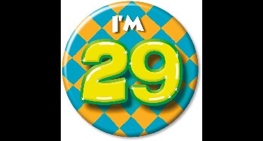 Paper Dreams Button I'm 29 Staal 5,5 Cm Geel/blauw/groen