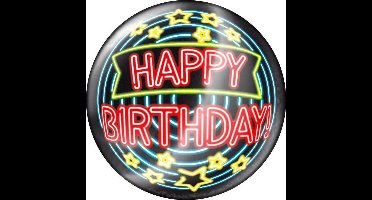 Paper Dreams Button Happy Birthday Neon 5,5 Cm Zwart