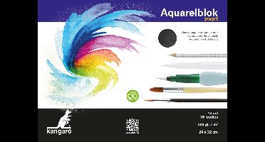 Kangaro aquarelpapier - 32x24cm - 300 grams - 16 vel - zwart - zuurvrij - K-5312