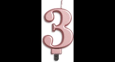 Globos Verjaardagskaars Cijfer 3 Wax 7,8 Cm Roségoud