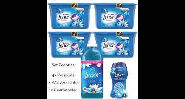 Lenor Zeebries Set 4x waspods - 1x 900ML wasverzachter - 1x Zeebries Geurbooster