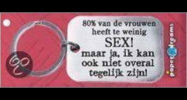Paper Dreams | RVS Sleutelhanger | 80% van de vrouwen heeft te weinig sex!
