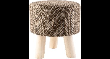 Poef Bruin 28x28xh30cm Hout (set van 4)