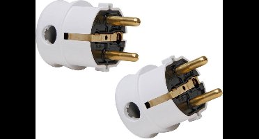 KOPP | haakse Schuko stekker met randaarde | WIT | 2 STUKS