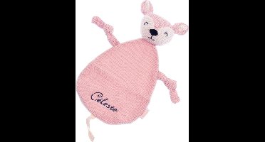 Knuffeldoekje hertje lichtroze met naam | geborduurd | gepersonaliseerd